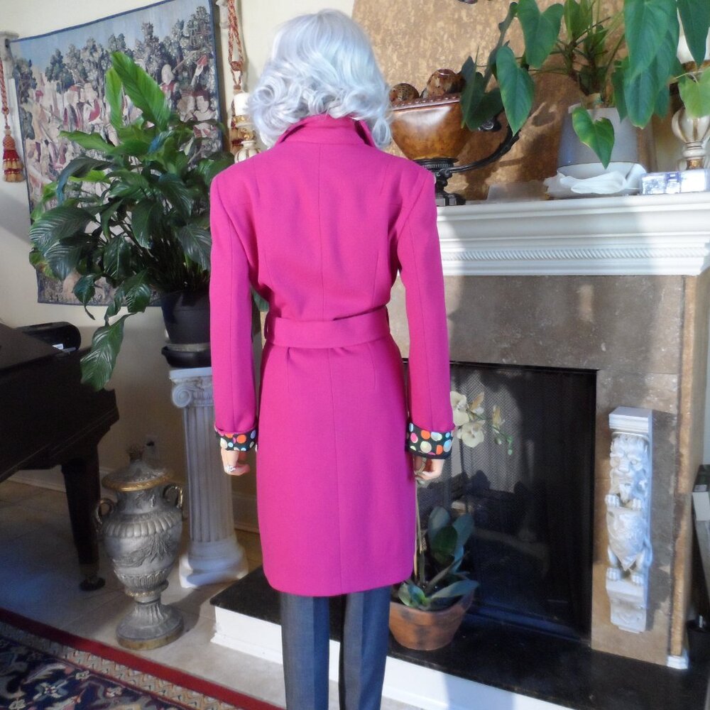 Dolce & Gabbana Fuchsia Wool Pea Coat with Decorative Cuffs - Picture 13 of 16
